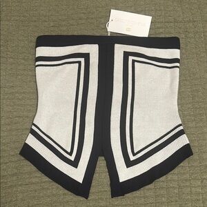 Caroline Constas Navy and White Strapless Top